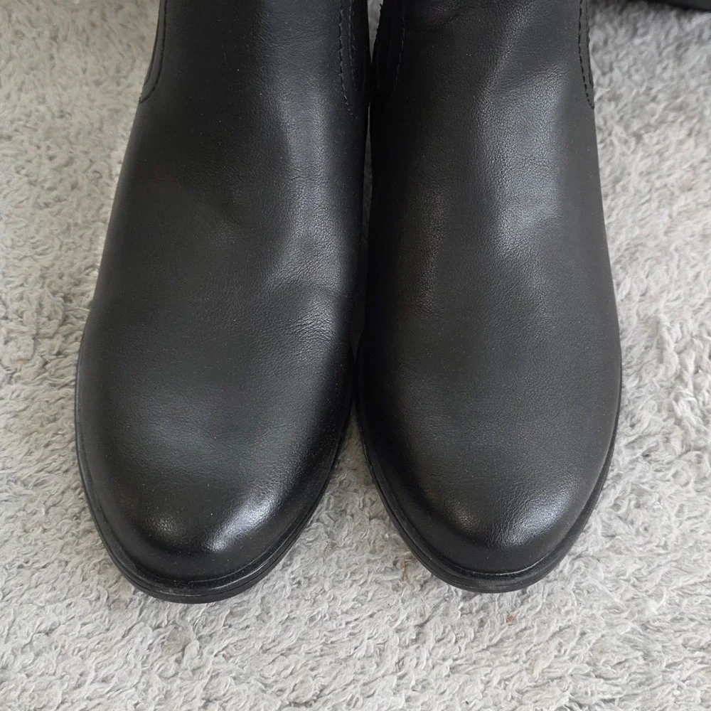 Naturalizer Kelby Black‎ Smooth Leather Ankle Boots Block Heel Women Size 8 M